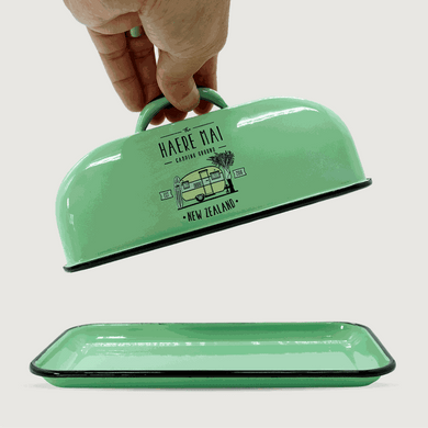 Moana Road Enamel Butter Dish - Haere Mai [ Green - 720]