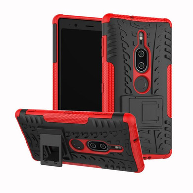 Sony Xperia XZ2 Premium      Heavy Duty Case    [Red]