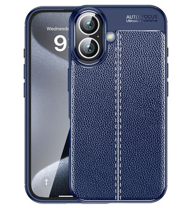 Apple iPhone 16 Plus      Leather Texture Case    [Navy]