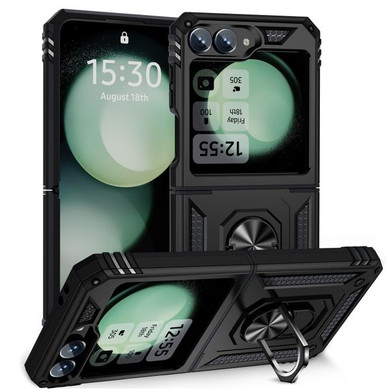 Samsung Galaxy Z Flip 6      Military Armour Ring Case    [Black]