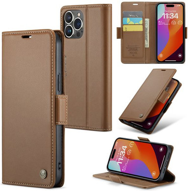 Apple iPhone 16 Pro      Pu Wallet Case    [Brown]