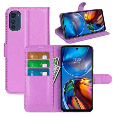 Motorola E32      Pu Wallet Case    [Purple]