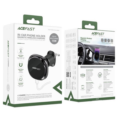 Acefast 15W Magnetic Wireless Charging Air Vent Phone Holder w/ Ring Light, Cooling Vents (D31)