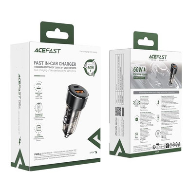 Acefast 60W PD+QC Super Fast Car Charger w/ Metallic & Transparent Body (B12)
