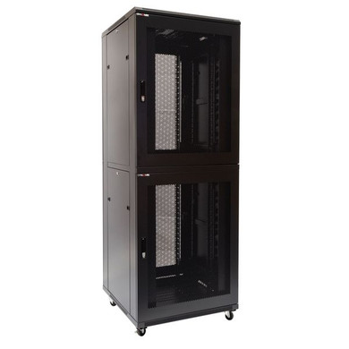 DYNAMIX 45RU Co-Location Server Cabinet with 2 Compartments. 1000mm Deep (800 x 1000 x 2210mm) Includes 4x Fans - 25x Cage Nuts - 4x Castors & 4x Level Feet. 800kg static load.
