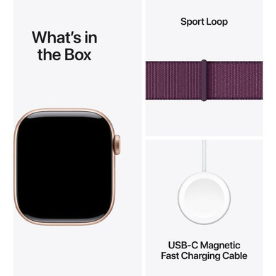 Apple Watch Series 10 GPS + Cellular 42mm Aluminum Case [ Plum Sport Loop  MWXC3 - Rose Gold ]
