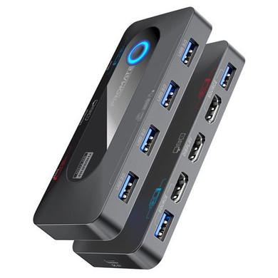 PROMATE KVM Switch with 4x USB-A 3.0 5Gbps Outputs & 4x HDMI UHD 4K@60Hz Ports. Control, Switch & Manage Multiple Inputs, One Click Switching, Control 2x PC''s, Dual HDMI Input.
