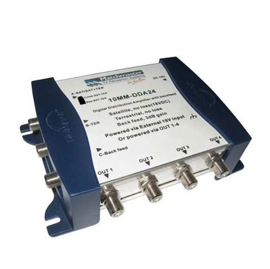 MATCHMASTER 2x 4 Digital Distribution Amplifier with 4x Outputs - 2x Switchable Inputs and Active Backfeed. *** SKY & Freeview Compatible ***