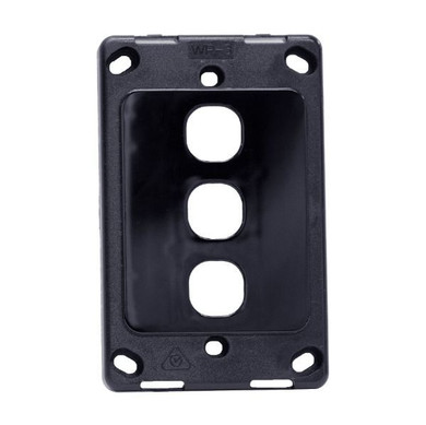 AMDEX Switch Plate ONLY. 3 Gang Wall Face Plate (Accepts Clipsal Style Mechs). Black   