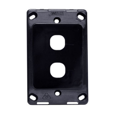 AMDEX Switch Plate ONLY. 2 Gang Wall Face Plate (Accepts Clipsal Style Mechs). Black   