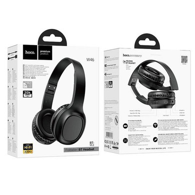 Bluetooth Headset w/ 20 Hours, Bluetooth 5.3 (W46) [Black] 