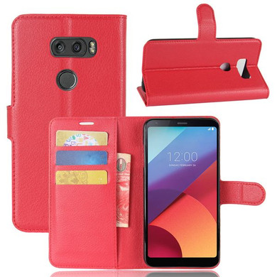 LG V30+      Pu Wallet Case    [Red]