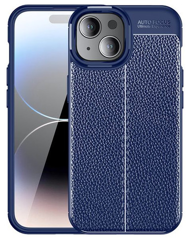 Apple iPhone 15 Plus Leather Texture Case Navy