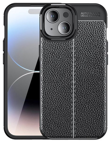 Apple iPhone 15 Leather Texture Case Black