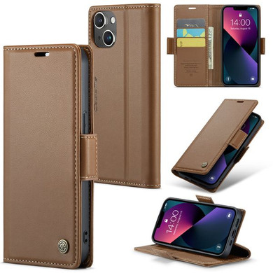 Apple Iphone 14      Pu Wallet Case    [Brown]