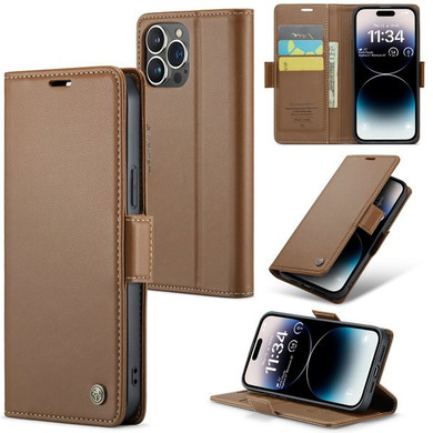 Apple Iphone 14 Pro Max      Pu Wallet Case    [Brown]