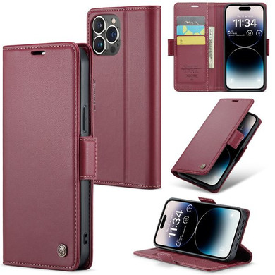 Apple Iphone 14 Pro      Pu Wallet Case    [Maroon]
