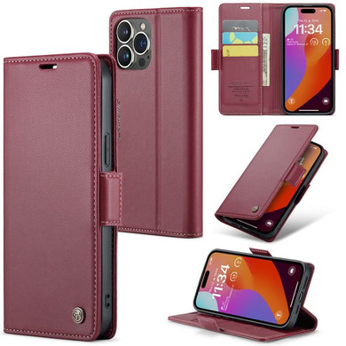 Apple Iphone 15 Pro Max      Pu Wallet Case    [Maroon]