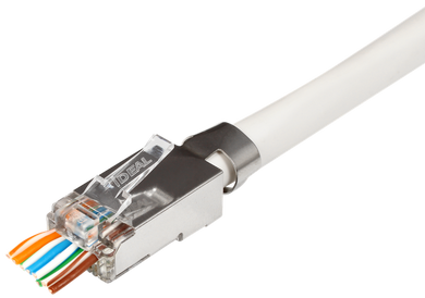 IDEAL INDUSTRIES CAT6A/6/5e STP RJ45 Push Through Plug (Staggered) - Jar of 50, Compatible with 30-495