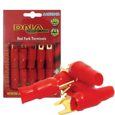4 AWG Red Fork Terminals (10 Pack) - Product Code: 4AWGRT10