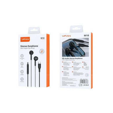 Type-C Earphone Universal w/ Digital Microchip (M18) _ Works for Samsung phones & iPhone 15/16 