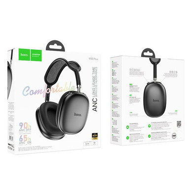 Premium Bluetooth Headset w/ ANC Noise Cancelling, 90 Hours (W55 PLUS) [Black] 