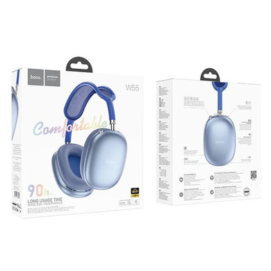 Premium Bluetooth Headset w/ 90 Hours, Colorful Design (W55) [Black] 