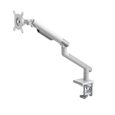 BRATECK 17-32" Premium Slim Aluminium Spring-Assisted Desk Mount Monitor Arm with Quick Release VESA Plate, 180 Rotation Stop, Cable Management - White (LDT49-C012)
