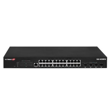 EDIMAX 28-Port 2.5GbE PoE++ L2 Switch with 4x 10GbE SFP+ Ports, 90W per Port, Rack Mount Kit Included - TGS-5428PLX