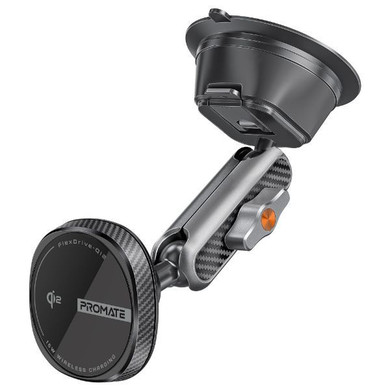 PROMATE FlexiGrip 15W MagSafe Qi2 Wireless Charger with Flexible Dual Ball Joints - Cradleless 360 Design for Windshield or Dashmount - FLEXDRIVE-QI2