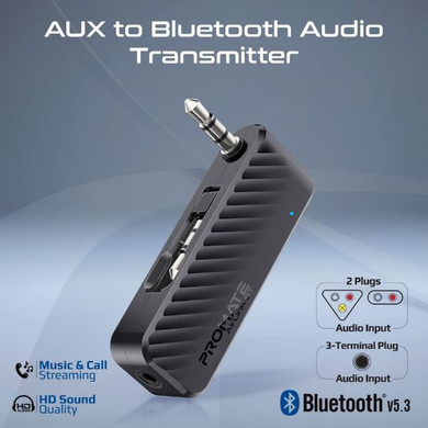 PROMATE AIRLINK-BT In-Flight AUX to Bluetooth Wireless Audio Transmitter Adapter - 7m Range, 10 Hours Playtime, Plug & Play, 200mAh Battery