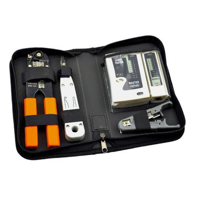 GOLDTOOL 4 Piece Network Tool Kit. Includes Low Impact Insertion Tool - Modular Crimping Tool - Universal Cable Stripper & Cutter - LAN Cable Tester.