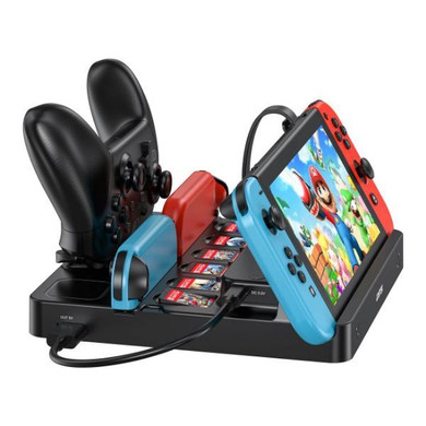 UNITEK 100W PD Charging Station with Game Card Reader & Wireless Remote - One-Touch Game Switching & Play While Charging