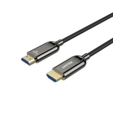 UNITEK 15M 8K HDMI 2.1 Fiber Optic Cable - 48Gbps, 8K@60Hz & 4K@120Hz/144Hz, Gold-Plated, Slim & Flexible, Black