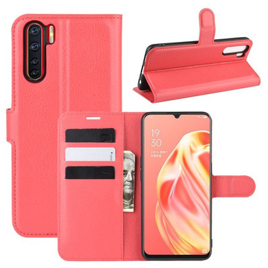 Oppo A91      Pu Wallet Case    [Red]