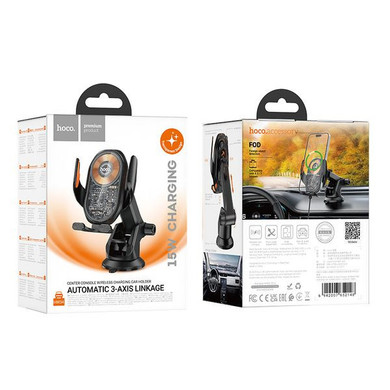Hoco 15W Wireless Charging Phone Holder for Windshield & Dashboard w/ Transparent Design (HW34) 