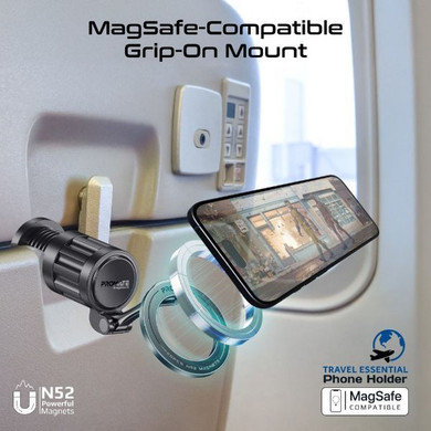 PROMATE 360 Rotating Magnetic Smartphone Grip-on Mount. Rotatable, Foldable & Ultra Compact, Metal Rings Included. Secure Clamp. 