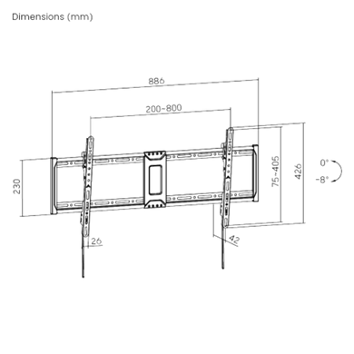 BRATECK 43"-95" Tilt Slim TV Wall Mount. Supports Up to 75Kgs. Automatic Spring Locks with Quick Release Cords, Open Architecture, VESA Support Up to 800x400, 42mm Profile, Includes Bubble Level.