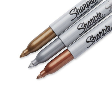 Sharpie Metallic Fine Point Perman Marker Gold Silver Bronze 1823815 - Blister Pack of 3   