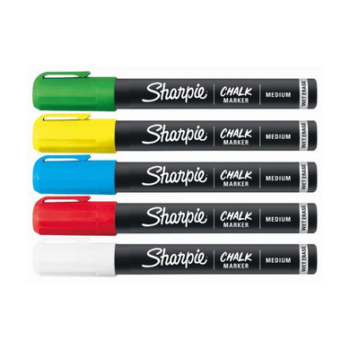 Sharpie Assorted Chalk Wet Erase Marker. Pack of 5    