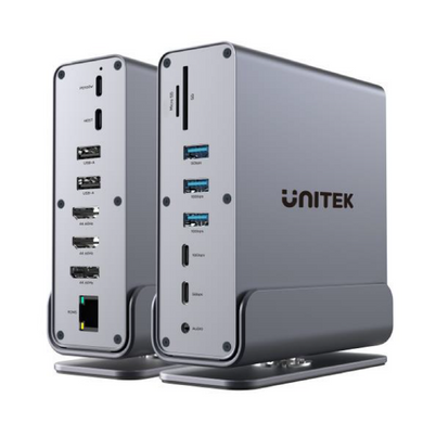 UNITEK 15-in-1 Universal DisplayLink 4K Docking Station. Triple 4K Output with MST, Fast Charging & Ultrafast Data Transfer, 100W PD, 5x USB-A, 2x USB-C Ports, 2x HDMI, 1x DP, SD Card Reader.