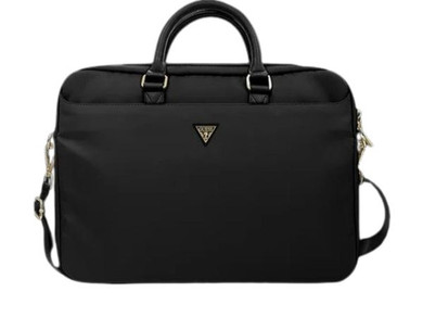 Guess Nylon Laptop Bag 15/16-inch - Black/Metal Logo