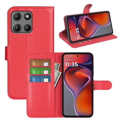 Moto G15      Pu Wallet Case    [Red]
