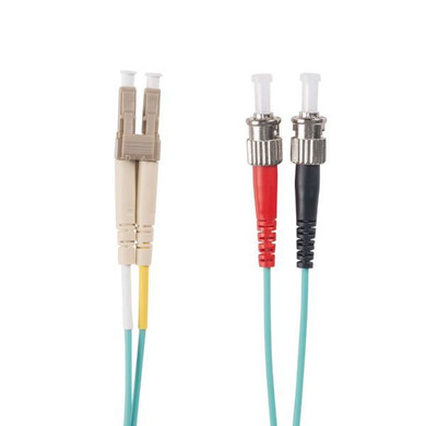 DYNAMIX 0.5M 50u LC/ST OM3 Fibre Lead (Duplex - Multimode) Aqua LSZH Jacket