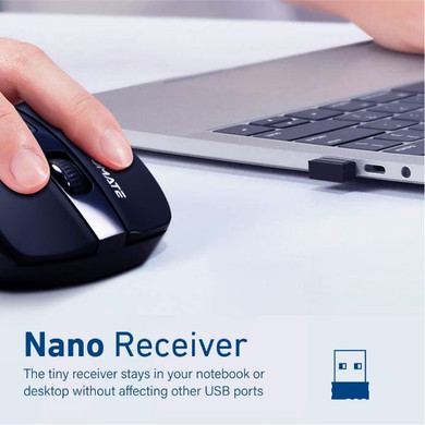 PROMATE EZGrip Ergonomic Wireless Mouse w/ Quick Forward/Back Buttons. 800/1200/1600Dpi 10m (CURSOR-BLK)