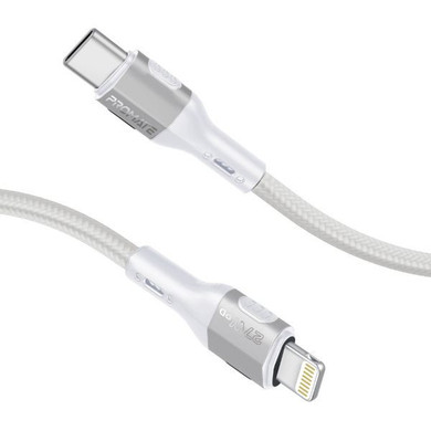 PROMATE 1.2m 27W PD USB-C to Lightning Tough-Built Cable. Supports up to 480Mbps Slim (FLETCHLINK-CI-GR)