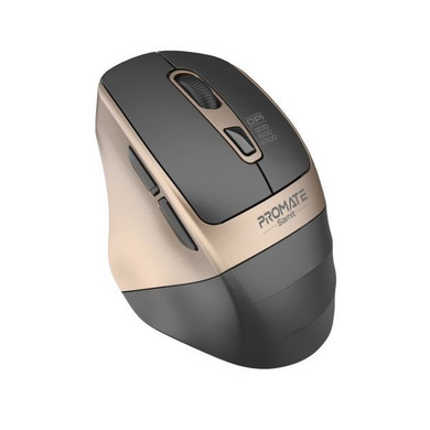 PROMATE Ergonomic Silent Click Wireless Mouse up to 2200 DPI. 10m Working Range. Plug & Play (SAMIT-GLD)