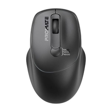 PROMATE EZGrip Ambidextrous Ergonomic Wireless Mouse. 800/1200/1600Dpi Plug & Play (UNIGLIDE-BLK)