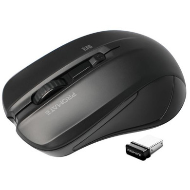PROMATE Ergonomic Wireless Mouse w/ Ambidextrous Design. 800/1200/1600Dpi 10m Working (CONTOUR-BLK)