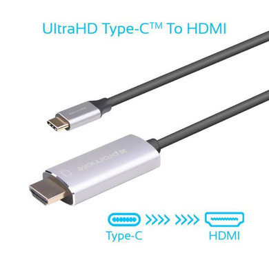 PROMATE 1.8m 4K USB-C to HDMI Cable w/ Gold Plated Connectors. Supports Max Res up to 4K@60Hz (HDLINK-60H-GRY)
